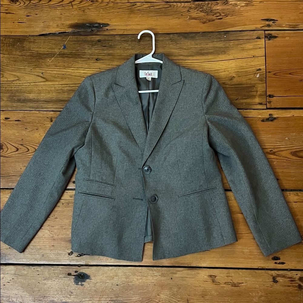 Le Suit Charcoal Pinstripe Blazer
